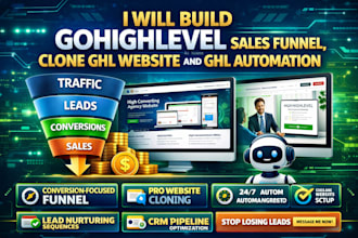 build gohighlevel sales funnel, clone ghl website and ghl automation