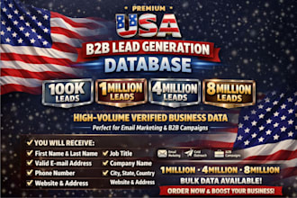 deliver fresh 1 million 4 million and 8 million USA b2b lead generation database