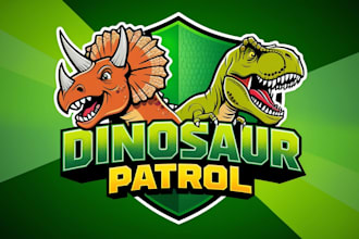 create awesome dinosaur patrol logo with express delivery