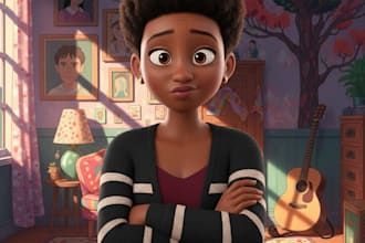 create 3d pixar style cartoon character, avatar, or ai art