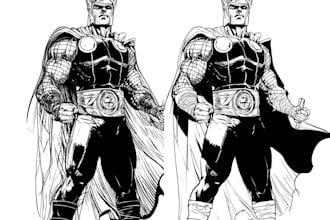 create a black and white comic superhero character line art