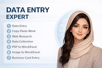do web research, excel data entry, copy paste, typing and data entry for you