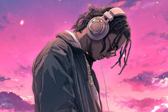 draw anime album cover design or podcast artwork