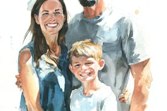 custom watercolor family portrait
