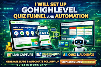 set up gohighlevel quiz funnel, ghl automation and gohighlevel virtual assistant