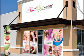 create modern storefront or shopfront window graphics ,signage design