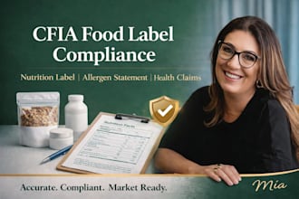 create cfia, food label, allergen food statement, nutrition label, health claim