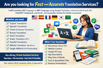 professionally translate any language using google translate and proofread