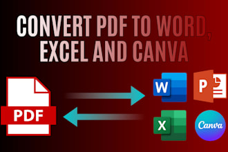 convert PDF into word, excel and canva
