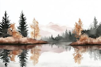 draw a watercolor landscape illustration