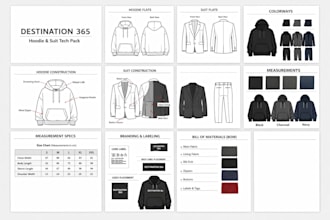 create factory ready clothing tech packs hoodies and suit for manufacturers