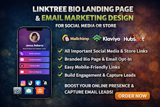 setup linktree bio landing page email marketing design for social media or store