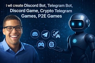 create discord bot, telegram bot , dicord game, crypto telegram games, p2e games