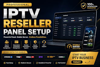 setup panel with stable server, strong8k,lion ott ,mega ott, trex, dream4k