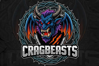 design unique monster mascot logo with unlimited revision design