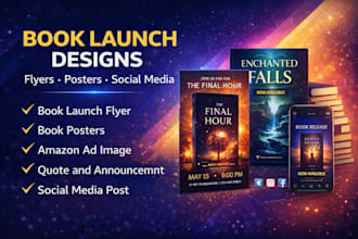 design eye catching book launch flyers, poster and social media graphics