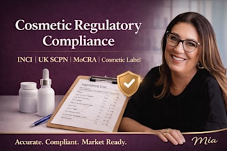 prepare ingredient listing, inci, UK scpn, cosmetic label and mocra compliance