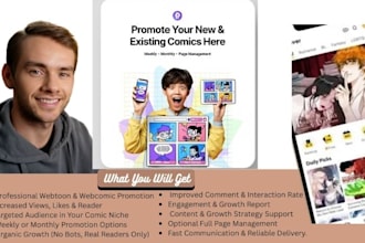 promote your webtoon or comic weekly, monthly and manage your comic page
