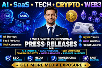 write ai saas tech crypto web3 startup press release for product launch project