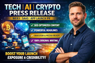 write tech ai tool startup crypto press release for app web3 saas product launch