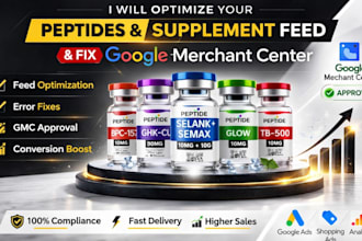 optimize your peptides supplement feed and fix google merchant center
