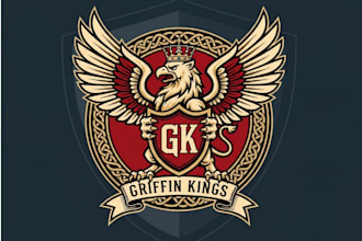 create unique style for grifin king mascot logo design with unlimited review