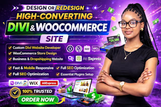 custom divi wordpress woocommerce business dropshipping website design redesign
