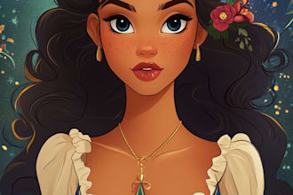 make a cartoon portrait in disney cartoon illustration