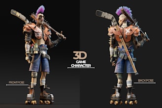 create game ready 3d character models pbr texture, stylized character design