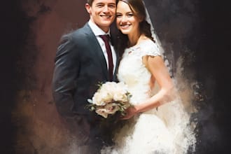 draw a couple portrait wedding portrait illustration
