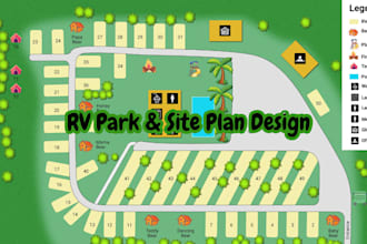 design rv park, campground, site plan and property map
