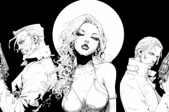 create a black and white pen and ink illustration