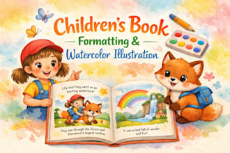 format children book, water color illustration, character development