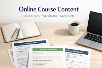 create online course content, lesson plan, workbook and worksheets