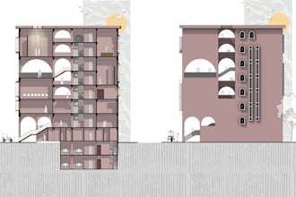 render 2d architectural plans, elevations, sections in photoshop