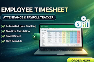 create employee timesheet, attendance tracker, schedule tracker andpayroll sheet