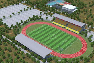 model soccer stadium,outdoor gaming area, playground design,sport complex render