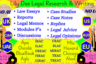 do legal research, UK law,essay, case briefs and memo in 24 hrs