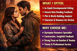 developmental edit and beta read dystopian romance novels