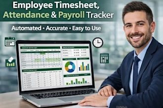 create employee timesheet, attendance tracker schedule tracker and payroll sheet