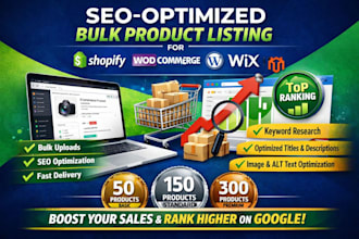 create bulk product listing SEO optimization for shopify ebay wix magento etsy