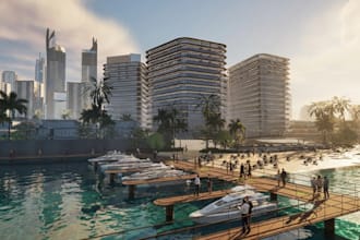 repurpose 3d building to luxury apartment,beachfront resort,cgi landscape render