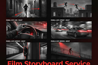 create cinematic storyboards for films, commercial, short films and music videos
