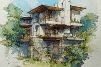 sketch architecture building or houses