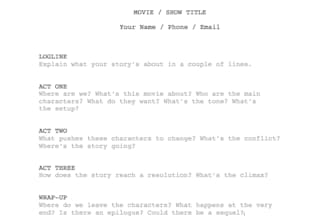 turn your idea into a strong, professional logline and story