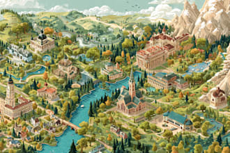 draw custom travel illustrated vector map design