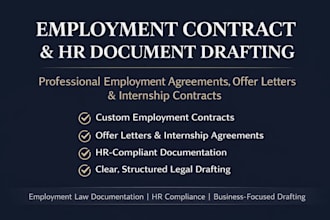 employment contract, offer letter, internship agreement, paralegal drafting