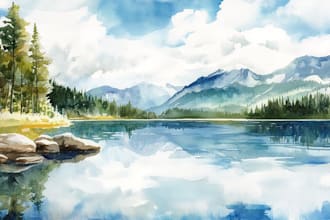 draw a watercolor landscape illustration
