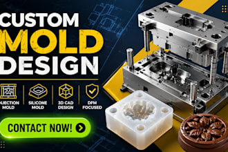 design injection mold, silicone, resin mold, custom plastic mold in solidworks