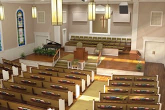 do church design elevation 3d rendering interior design